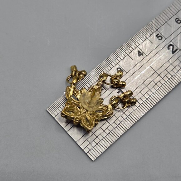 Gold Tone Red Stone Dangle Earrings Bundle Thai Balinese Boho - Picture 7 of 8